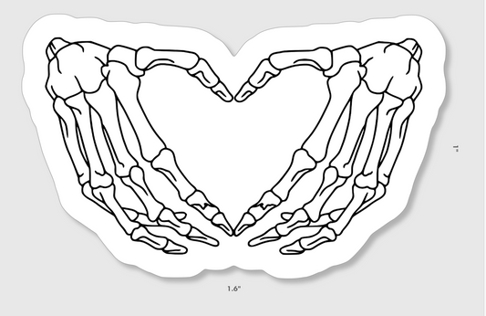 Skeleton Hand Heart Sticker