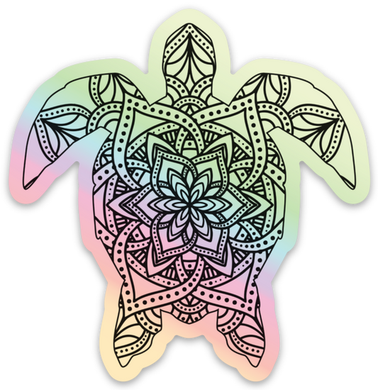Holographic Turtle Mandala Sticker